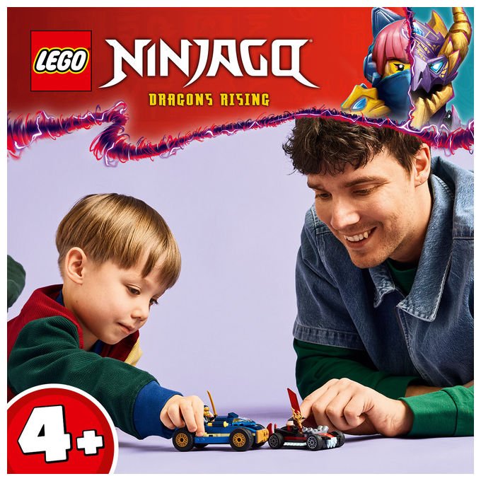 Lego Ninjago 71840 duello ad alta velocita' tra Rogue e Drix, 2 macchine giocattolo, 3 minifigure, 111 pezzi, 4+ anni