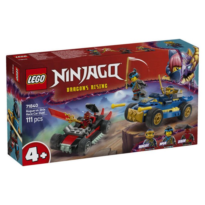 Lego Ninjago 71840 duello ad alta velocita' tra Rogue e Drix, 2 macchine giocattolo, 3 minifigure, 111 pezzi, 4+ anni