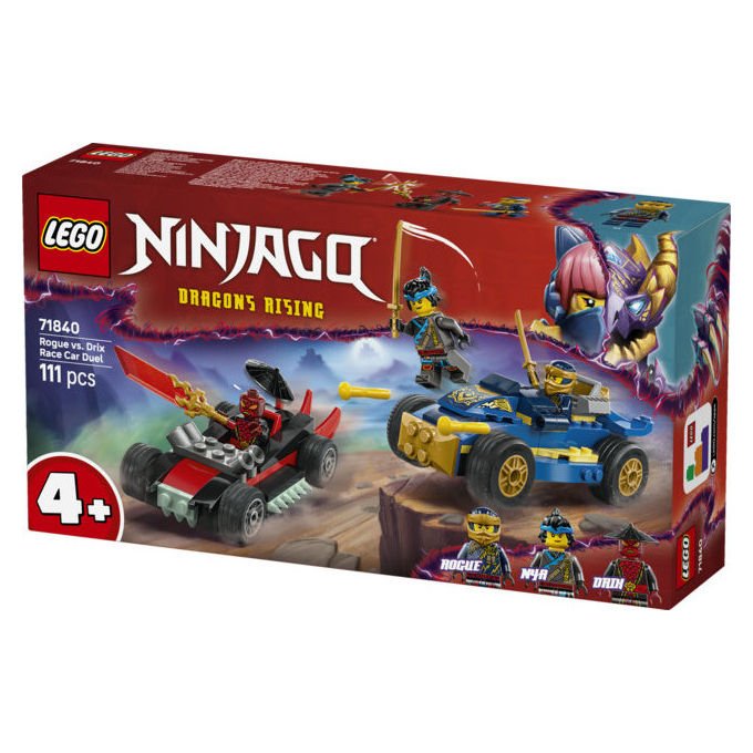 Lego Ninjago 71840 duello ad alta velocita' tra Rogue e Drix, 2 macchine giocattolo, 3 minifigure, 111 pezzi, 4+ anni