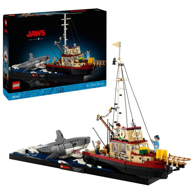 Lego Ideas 21350 Lo squalo, set da costruzione per adulti, diorama da collezione, 1497 pezzi, 3 minifigure, eta' 18+