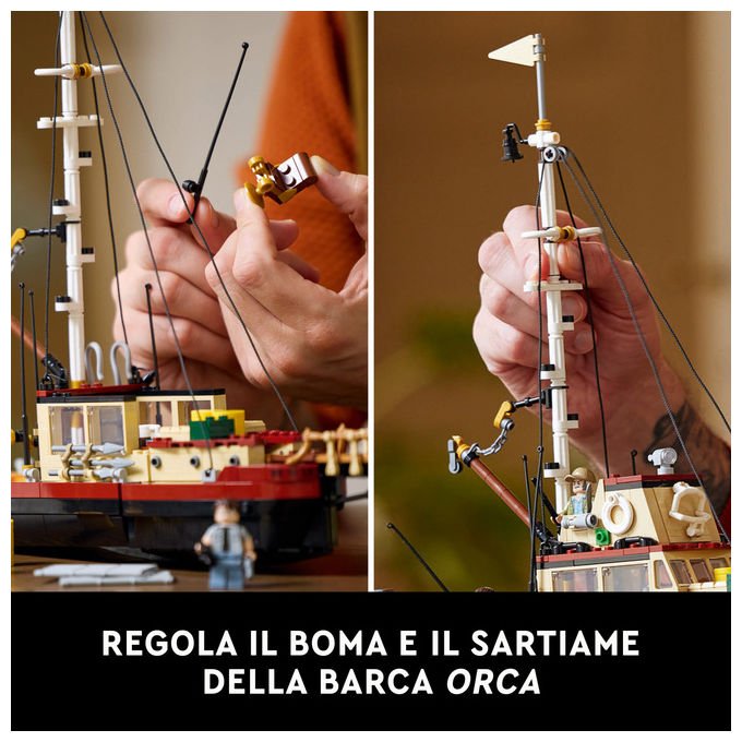 Lego Ideas 21350 Lo squalo, set da costruzione per adulti, diorama da collezione, 1497 pezzi, 3 minifigure, eta' 18+