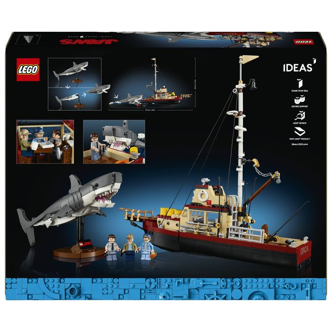 Lego Ideas 21350 Lo squalo, set da costruzione per adulti, diorama da collezione, 1497 pezzi, 3 minifigure, eta' 18+