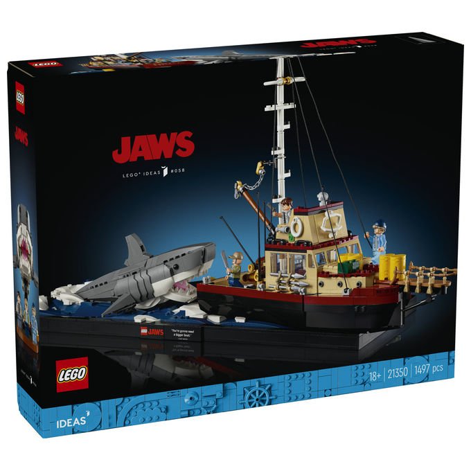 Lego Ideas 21350 Lo squalo, set da costruzione per adulti, diorama da collezione, 1497 pezzi, 3 minifigure, eta' 18+