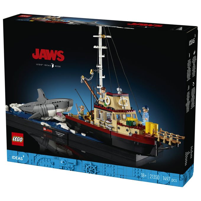Lego Ideas 21350 Lo squalo, set da costruzione per adulti, diorama da collezione, 1497 pezzi, 3 minifigure, eta' 18+