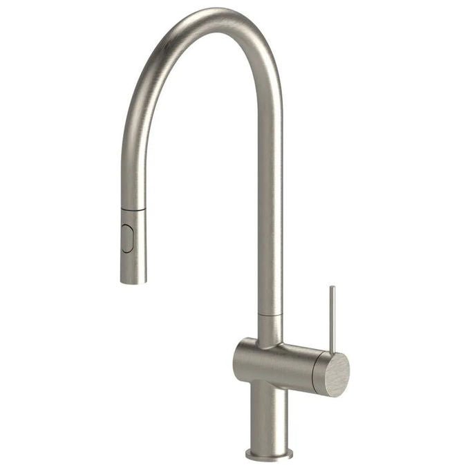 Idro Bric miscelatore lavello bocca alta Vermont, doccetta estraibile 2 getti, cartuccia ceramica 35 mm, canna acciaio 360°, cromo