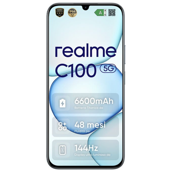 Realme C100 5G Smartphone 6.8'' LCD 144Hz 4GB 128GB MediaTek Dimensity 6300 50MP 5G IP64 colore Verde