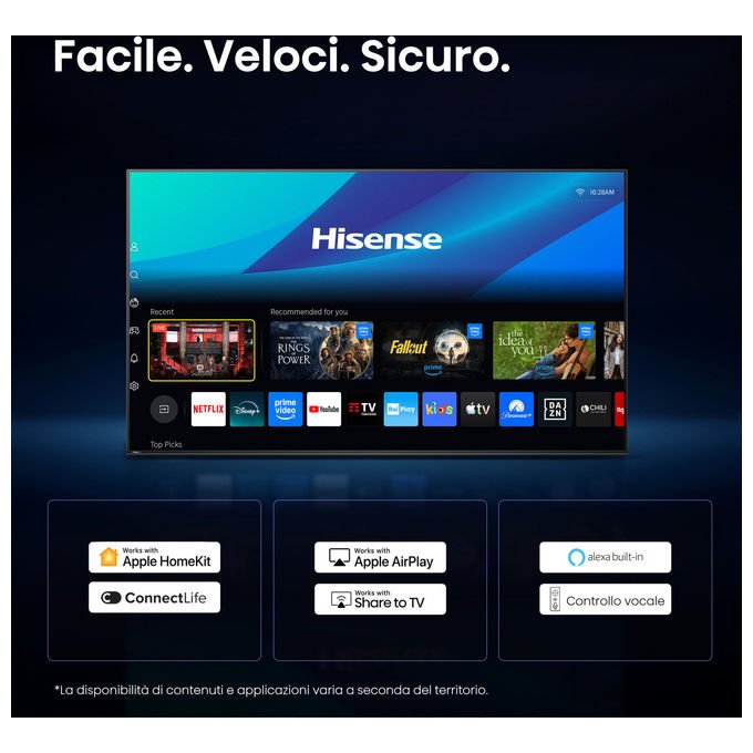 [ComeNuovo] Hisense 65U7S PRO Smart TV Mini LED 65'' 4K UHD 165Hz Dolby Vision VIDAA OS 4 HDMI 2.1 colore Grigio