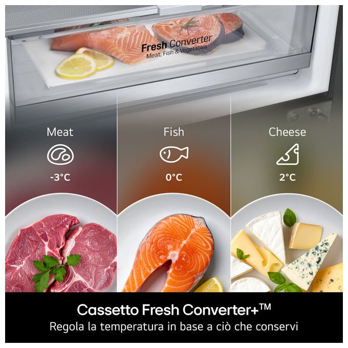 LG GBBS525CPY Fit and Max Frigorifero Combinato 375 L 203 cm Classe C 34 dB Total No Frost Wi-Fi colore Argento