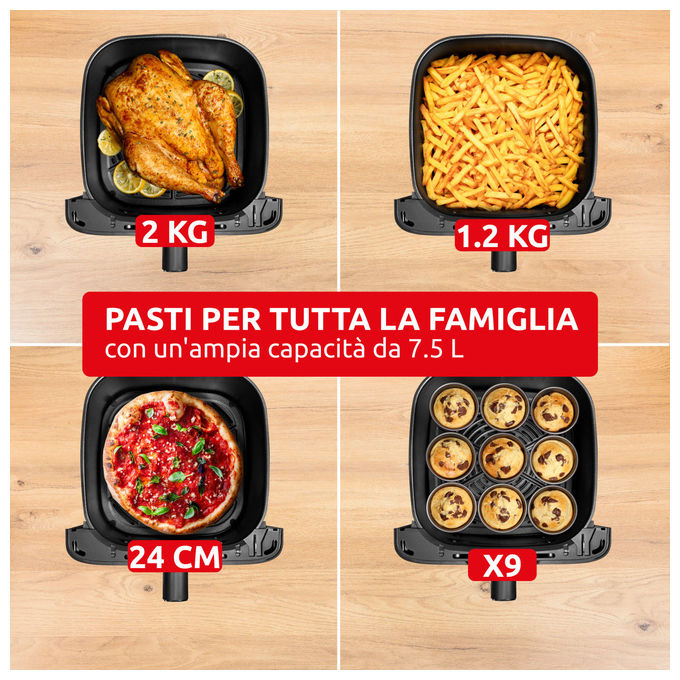 [ComeNuovo] Moulinex EZ8618 Easy Fry Mega Compact Friggitrice ad aria 7.5 L 2020 W programmi preimpostati display touch colore Nero