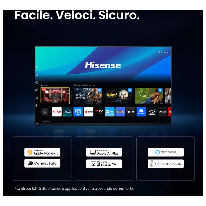 Hisense 55U7S PRO Smart TV Mini LED 55'' 4K 165Hz Dolby Atmos Dolby Vision IQ VIDAA 4 HDMI 2.1 colore Nero