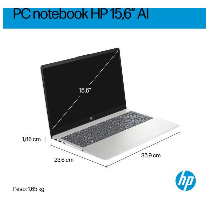 HP D70E4EA AI 15-fd2026nlx Notebook 15.6 Full HD Intel Core Ultra 5 225U 8GB RAM 512GB SSD Windows 11 Home colore Argento