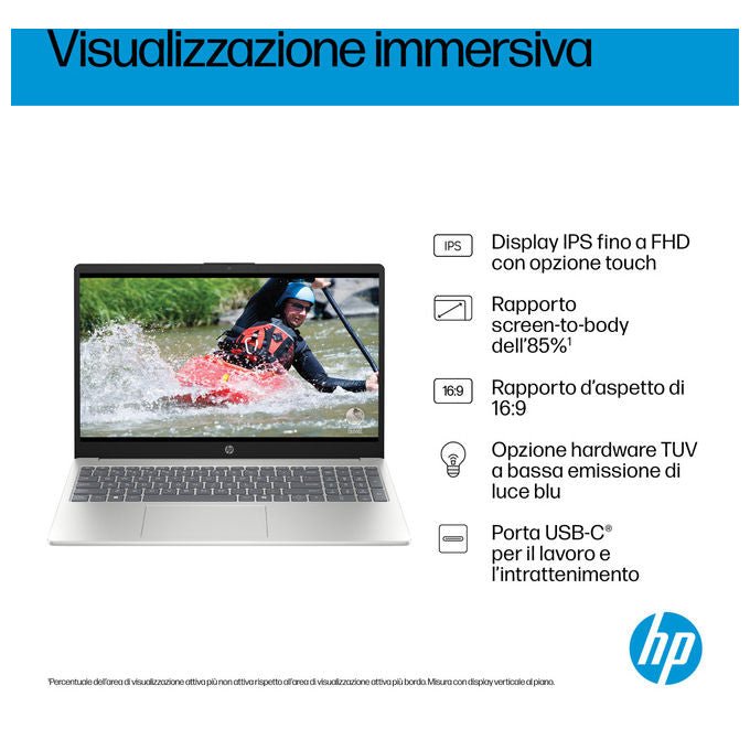 HP D70E4EA AI 15-fd2026nlx Notebook 15.6 Full HD Intel Core Ultra 5 225U 8GB RAM 512GB SSD Windows 11 Home colore Argento