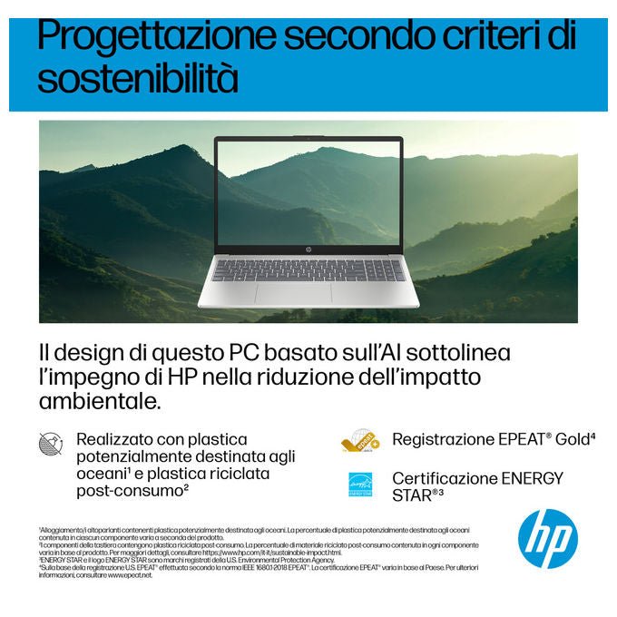 HP D70E4EA AI 15-fd2026nlx Notebook 15.6 Full HD Intel Core Ultra 5 225U 8GB RAM 512GB SSD Windows 11 Home colore Argento
