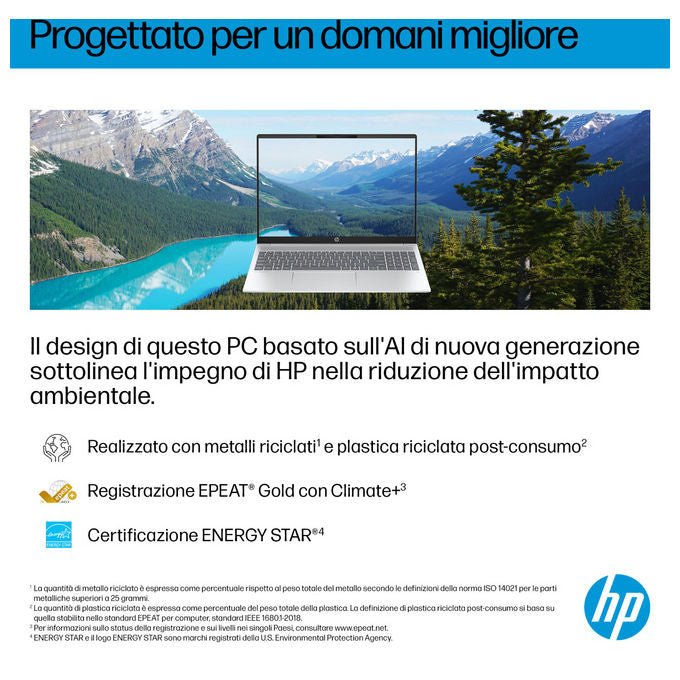 HP D70E7EA OmniBook 5 Laptop 16'' 2K AMD Ryzen AI 5 330 16 GB RAM 512 GB SSD NVMe Wi-Fi 6 Windows 11 Home colore Argento