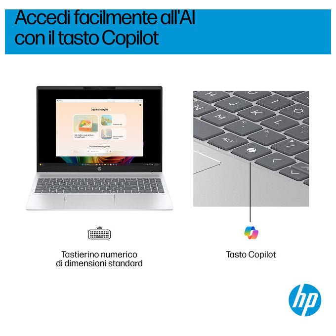 HP D70E7EA OmniBook 5 Laptop 16'' 2K AMD Ryzen AI 5 330 16 GB RAM 512 GB SSD NVMe Wi-Fi 6 Windows 11 Home colore Argento