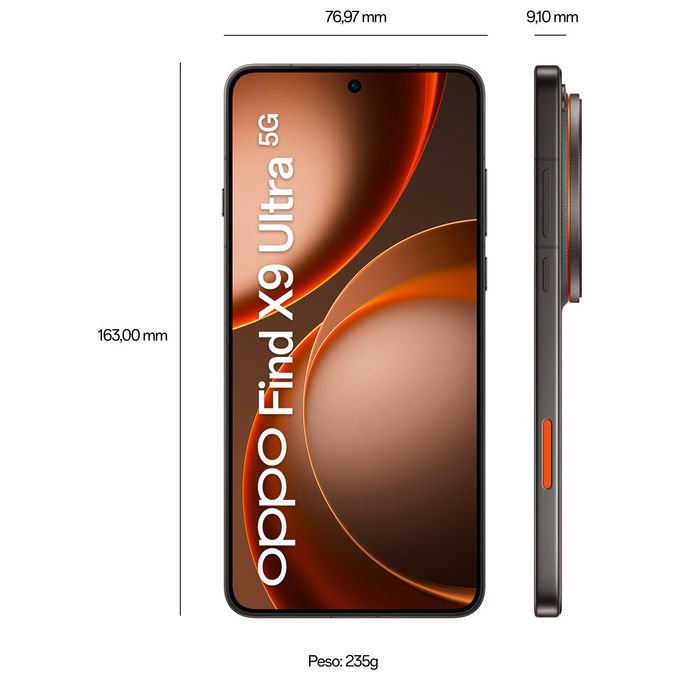 Oppo 110010132482 Find X9 Ultra Smartphone 5G Quad Camera 200MP Display 6.82'' AMOLED 2K 144Hz 16GB 512GB 7050mAh colore Tundra Umber