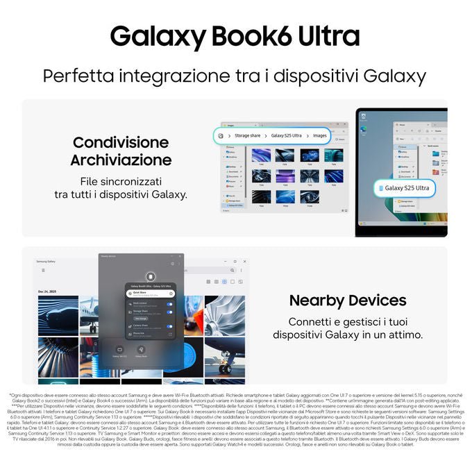 Samsung NP960UJH-XG6IT Galaxy Book6 Ultra Notebook 16'' Intel Core Ultra 7 356H 32GB RAM 1TB SSD NVIDIA GeForce RTX 5060 8GB Windows 11 Home colore Grigio
