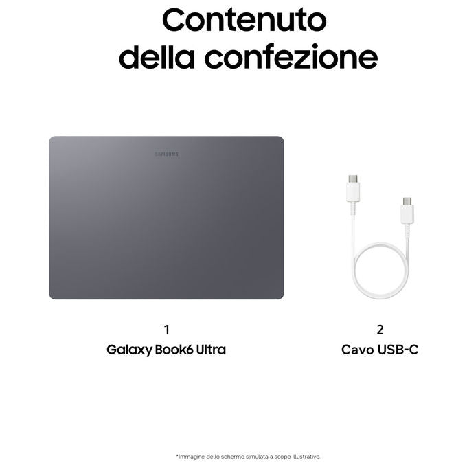 Samsung NP960UJH-XG6IT Galaxy Book6 Ultra Notebook 16'' Intel Core Ultra 7 356H 32GB RAM 1TB SSD NVIDIA GeForce RTX 5060 8GB Windows 11 Home colore Grigio