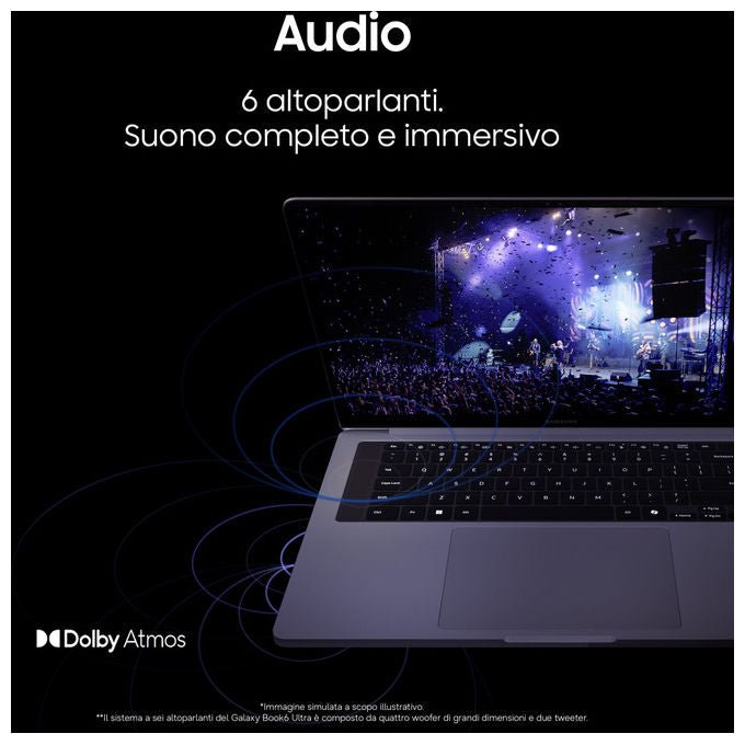 Samsung NP960UJH-XG6IT Galaxy Book6 Ultra Notebook 16'' Intel Core Ultra 7 356H 32GB RAM 1TB SSD NVIDIA GeForce RTX 5060 8GB Windows 11 Home colore Grigio