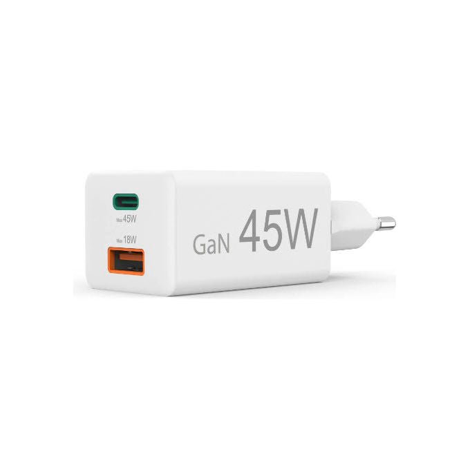 Hama 00201993 Caricabatterie da rete 2 porte USB-C USB-A 45 W GaN Ricarica rapida Power Delivery Quick Charge colore Bianco