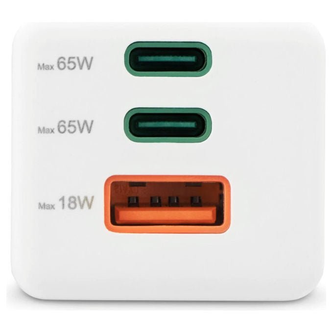 Hama 00201996 Caricatore USB Rapido GaN 3 Porte 2x USB-C PD 1x USB-A QC 3.0 65W colore Bianco