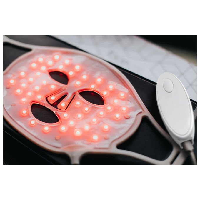 Rio FCLT2 FaceLITE Maschera LED Viso Terapia Luce Rossa e Infrarossa 633 nm 830 nm Timer 10 min colore Bianco