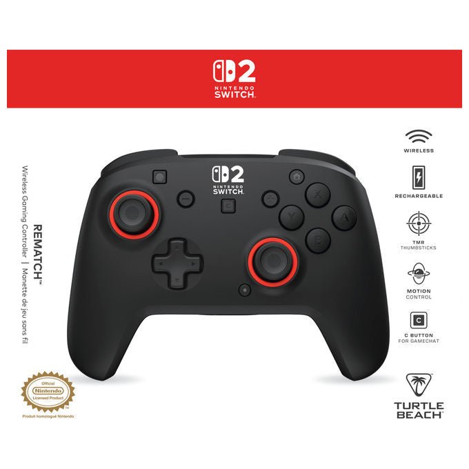 Turtle Beach TBC-8105-05 Rematch Controller Gamepad Wireless Nintendo Switch 2 Switch Lite OLED Levette TMR 40h colore Nero