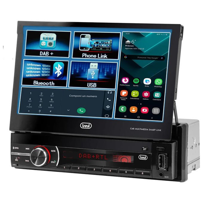 Trevi MDV6390DAB Autoradio DAB Touchscreen 7'' Singolo DIN 4x50W USB MicroSD AUX colore Nero