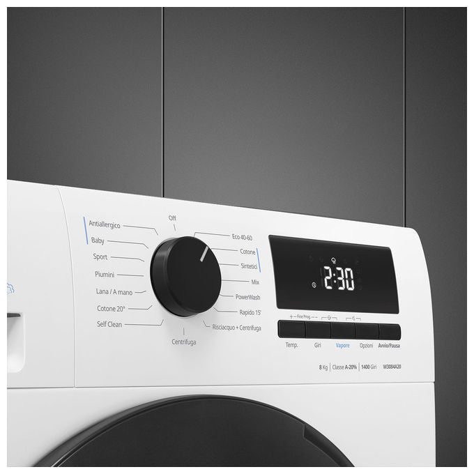 Smeg W3084A20 Lavatrice Frontale 8 Kg 1400 rpm Classe A Inverter 15 Programmi 74 dB (85x60x56 cm) colore Bianco