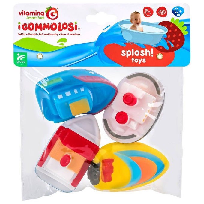 Globo GOMMOLOSIBARCHE Vitamina G Barche da Bagnetto Gommolosi Morbide e Atossiche per Dentizione confezione da 4