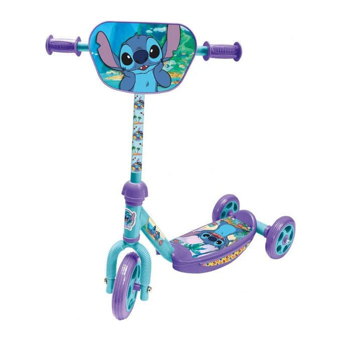 Rocco Giocattoli Monopattino 3 Ruote Stitch Disney Pedana Antiscivolo Manubrio Ergonomico 130mm per Bambini 2+ Anni Max 20 Kg colore Blu Viola