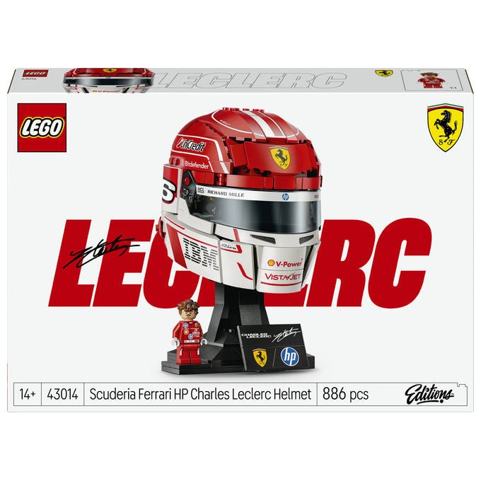 Lego 43014 Editions Casco di Charles Leclerc Scuderia Ferrari HP Set da Costruzione 886 pezzi con Minifigure F1 colore Multicolore
