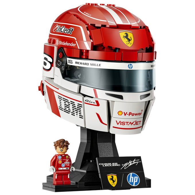 Lego 43014 Editions Casco di Charles Leclerc Scuderia Ferrari HP Set da Costruzione 886 pezzi con Minifigure F1 colore Multicolore