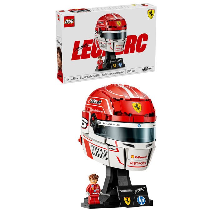 Lego 43014 Editions Casco di Charles Leclerc Scuderia Ferrari HP Set da Costruzione 886 pezzi con Minifigure F1 colore Multicolore