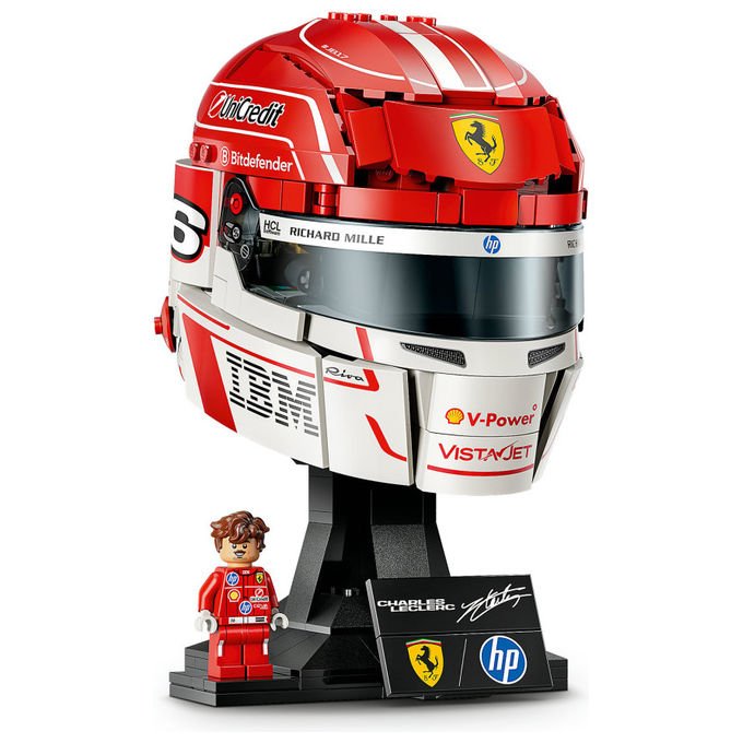 Lego 43014 Editions Casco di Charles Leclerc Scuderia Ferrari HP Set da Costruzione 886 pezzi con Minifigure F1 colore Multicolore