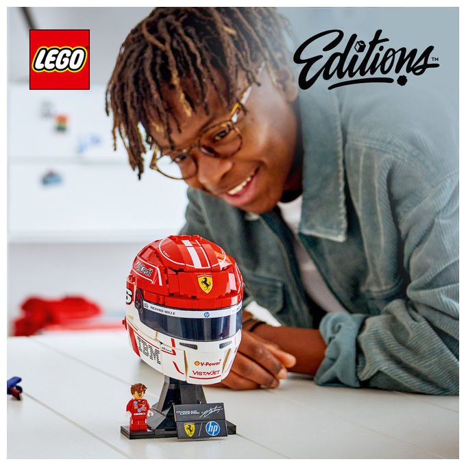 Lego 43014 Editions Casco di Charles Leclerc Scuderia Ferrari HP Set da Costruzione 886 pezzi con Minifigure F1 colore Multicolore
