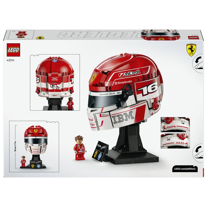 Lego 43014 Editions Casco di Charles Leclerc Scuderia Ferrari HP Set da Costruzione 886 pezzi con Minifigure F1 colore Multicolore