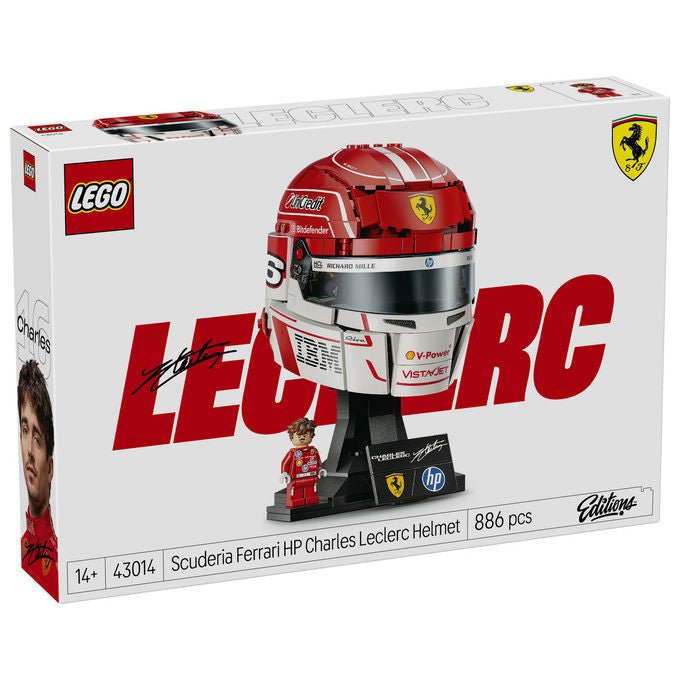 Lego 43014 Editions Casco di Charles Leclerc Scuderia Ferrari HP Set da Costruzione 886 pezzi con Minifigure F1 colore Multicolore