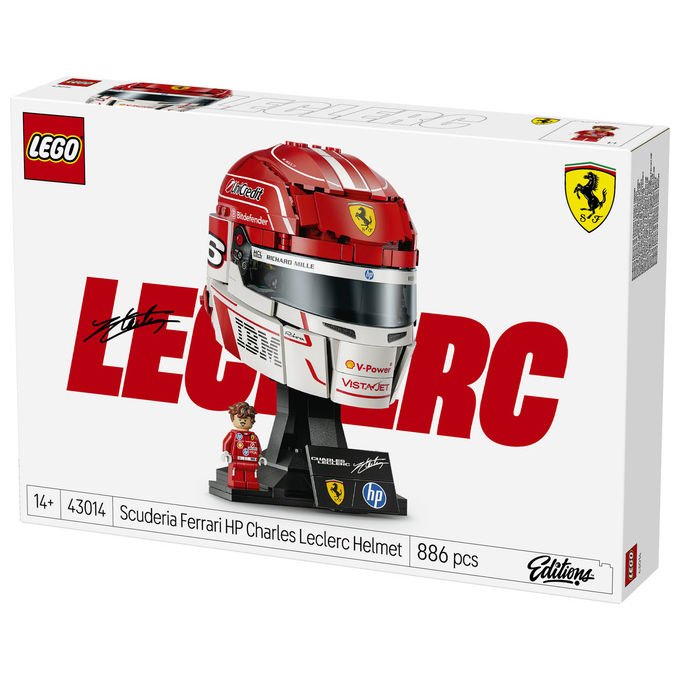 Lego 43014 Editions Casco di Charles Leclerc Scuderia Ferrari HP Set da Costruzione 886 pezzi con Minifigure F1 colore Multicolore