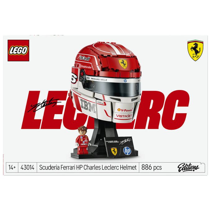 Lego 43014 Editions Casco di Charles Leclerc Scuderia Ferrari HP Set da Costruzione 886 pezzi con Minifigure F1 colore Multicolore