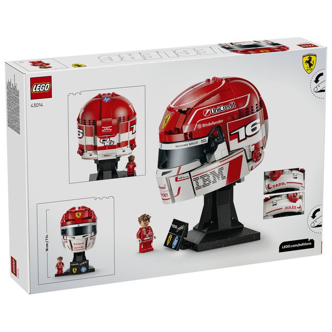 Lego 43014 Editions Casco di Charles Leclerc Scuderia Ferrari HP Set da Costruzione 886 pezzi con Minifigure F1 colore Multicolore