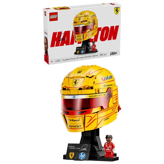 Lego 43022 Editions Casco di Lewis Hamilton Scuderia Ferrari HP 884 pezzi con Minifigure F1 da Collezione colore Multicolore