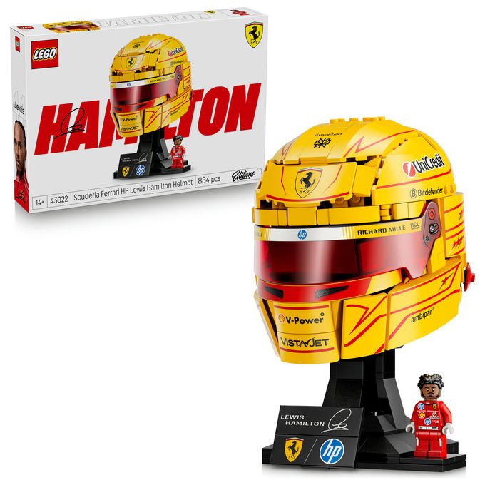 Lego 43022 Editions Casco di Lewis Hamilton Scuderia Ferrari HP 884 pezzi con Minifigure F1 da Collezione colore Multicolore
