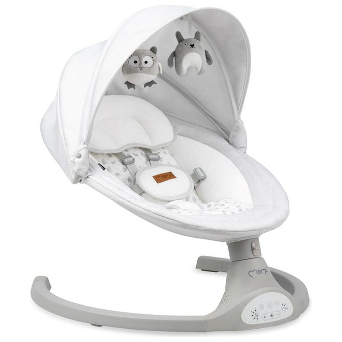 MoMi BULE00023 Kenani Sdraietta a Dondolo Elettrica Bluetooth Telecomando 10 Melodie 5 Punti Sicurezza 9 Kg colore Grigio