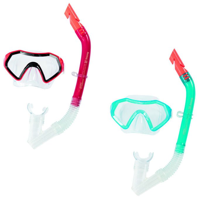 Bestway 24025 Hydro Swim Sparkling Sea Set Maschera e Boccaglio Snorkeling Bambini 7-14 Anni Lenti Policarbonato colore Multicolore