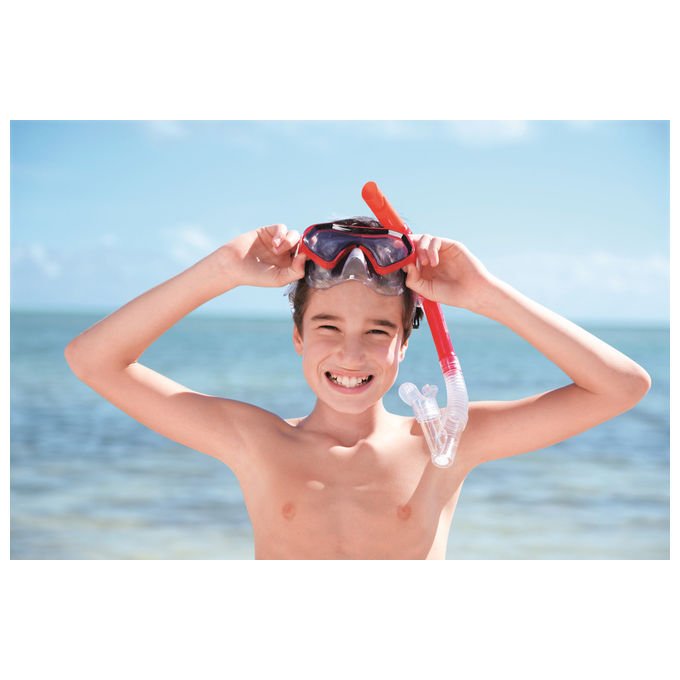 Bestway 24025 Hydro Swim Sparkling Sea Set Maschera e Boccaglio Snorkeling Bambini 7-14 Anni Lenti Policarbonato colore Multicolore