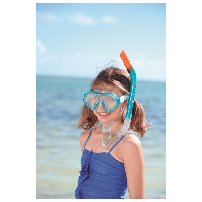 Bestway 24025 Hydro Swim Sparkling Sea Set Maschera e Boccaglio Snorkeling Bambini 7-14 Anni Lenti Policarbonato colore Multicolore