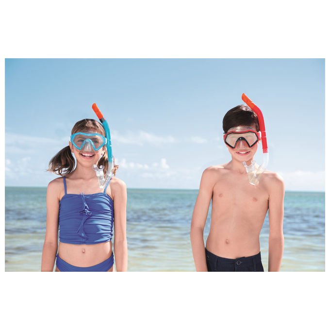 Bestway 24025 Hydro Swim Sparkling Sea Set Maschera e Boccaglio Snorkeling Bambini 7-14 Anni Lenti Policarbonato colore Multicolore