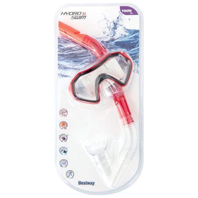 Bestway 24025 Hydro Swim Sparkling Sea Set Maschera e Boccaglio Snorkeling Bambini 7-14 Anni Lenti Policarbonato colore Multicolore