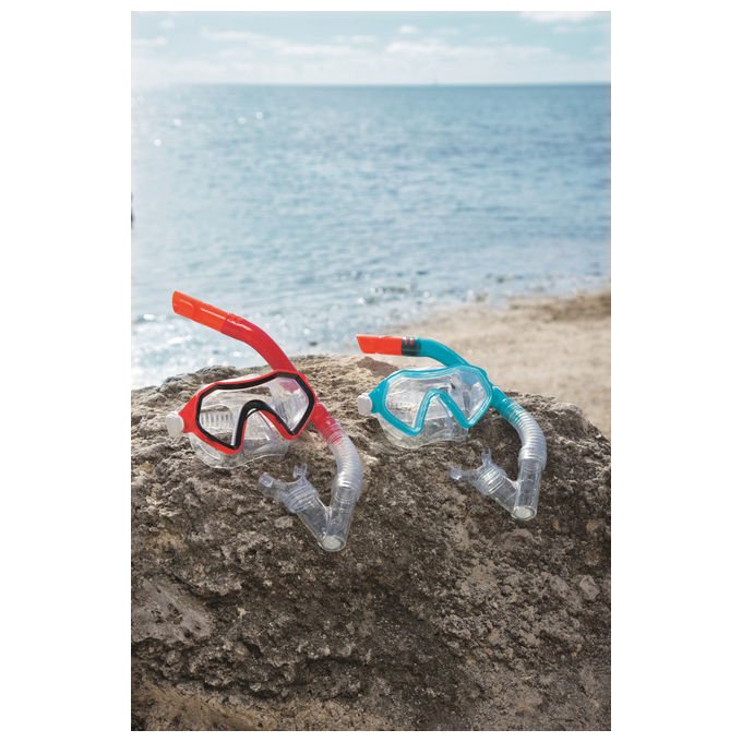 Bestway 24025 Hydro Swim Sparkling Sea Set Maschera e Boccaglio Snorkeling Bambini 7-14 Anni Lenti Policarbonato colore Multicolore